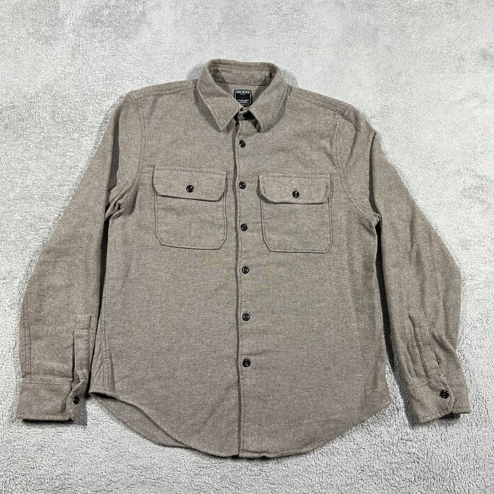 Todd Snyder Alaskan Chamois Flannel Shirt Mens Small Long Sleeve Pockets Brown